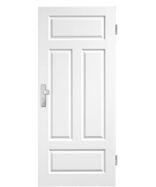 Weiße Holztür mit modernen Designelementen